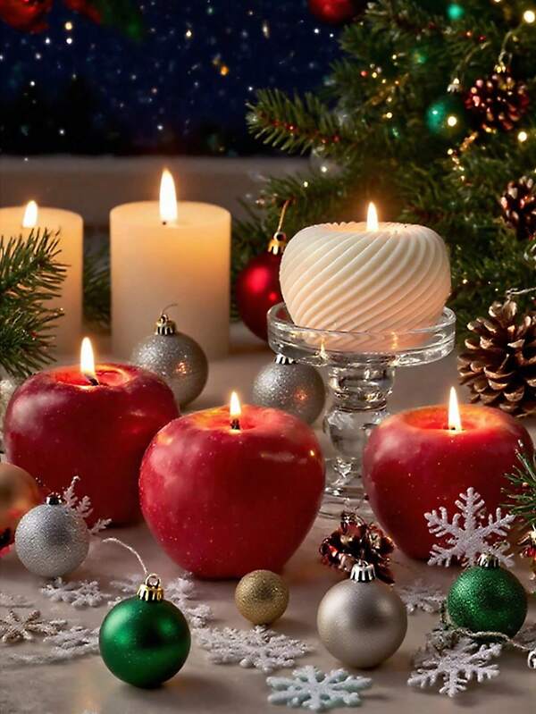 1pc Gift Apple Candles, Festival Celebration Candles, Birthday Decorations, Room Decorations, Christmas Eve Decoration Gifts, Graduation Home Decorations, Christmas Decorations, Room Decorations, Christmas, Christmas Gifts