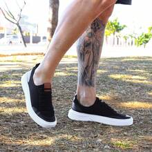 Men's Casual Sneakers Easy-To-Fit Low-Cut Modern Flat Sole Fashion Modern Nylon Soft Lightweight Comfortable - 黑與白 - 查看 5