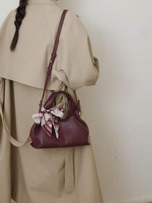 Brown Elegant Cloud-Shaped Handbag, Fashionable Dumpling Bag For Women