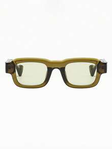 1 Pair Men's Olive Green Square PC Frame Personalized Solid Color Fashionable Outfit Street Style Vacation Fashion Glasses - Green - View 3