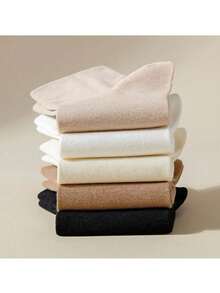 5 Pairs Women's Solid Color Casual Comfortable Short Socks