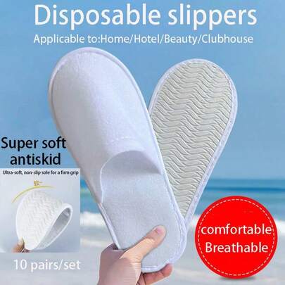 20 Pares/10 Pares/5 Pares/1 Par de Zapatillas Desechables para Bodas, Vacaciones de Verano, Disponibles en Blanco y Gris, Unisex, Ultra Suaves, Antideslizantes, Transpirables, Adecuadas para el Hogar, Baño, Hotel, Casa de Huéspedes, Hostal, Spa, Club y Viajes.