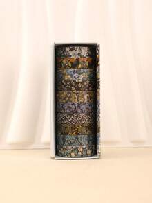 10 Rolls/Box Of Retro Good Luck Washi Tape With Colorful Floral Patterns, Suitable For Diy Crafts, Scrapbooking, Decoration, Craft Material Accessories, Notebooks, And Gift Wrapping. Perfect As A Gift For Friends, Classmates, And Craft Enthusiasts. Back To School , Valentine's Day, Halloween, Christmas, Thanksgiving, Birthday, Homecoming Season Gifts, St. Nicholas Day, Three Kings' Day, Merry Christmas. 10 Rolls Of Rich Floral Planner Tape.