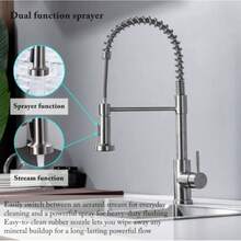 Monobloc Silver Kitchen Sink Mixer Taps With Pull Out Hose Spray Single LeverTap - Silver - View 2