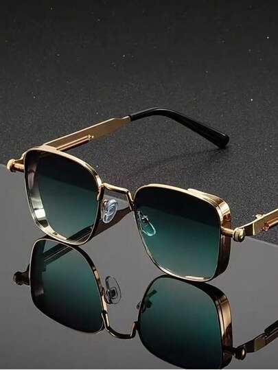 复古蒸汽朋克复古方形金属男士眼镜户外自驾必备女个性时尚防晒眼睛