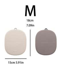 1pc Multipurpose Dining Table Mat, Kitchen Striped Non-Slip Heat-Resistant Placemat, Silicone Thick Insulation Pad, Slip Proof Kitchen Items, Practical Holiday Home Gift - Beige - View 10