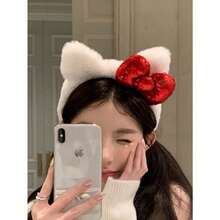 Tom's Cat Ear Plush Headband, S Casual Photo Hair Accessories, Headband With Bow, Polyester Fiber, Suitable For All Seasons Valentines,Hairband,Hair Hoop Headbands ,Head Piece - Nhiều màu - Xem 9