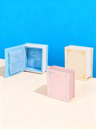 1 pieza Caja de joyería con forma de libro con tapa abatible - Caja de regalo de joyería magnética de estilo europeo creativa para almacenar colgantes, adecuada para regalos de boda, cumpleaños, San Valentín y regreso a la escuela