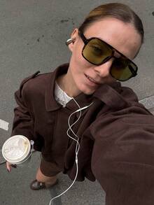 Women's Stylish And Elegant Four-Season Solid Lapel Front Buckle Bomber Jacket For Everyday Wear