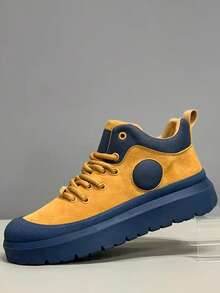 高帮男鞋，厚底，时尚休闲鞋，透气舒适轻便百搭运动鞋 - 藍色 - 查看 5