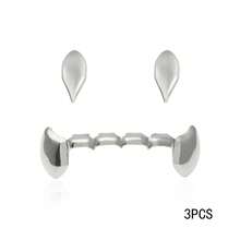 3pcs 1 Set Of Double Fang Teeth, Vampire Fangs Combination, 6 Pieces Pointed Teeth Prop For Halloween Stage, Funny Hip-Hop Cosplay Costume, Unisex
