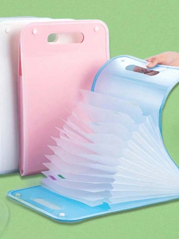 1 Bolsa de archivo vertical de tamaño A4 con diseño de macarrón, bolsa de almacenamiento de exámenes estudiantiles con 13 compartimentos, útiles de oficina y escolares portátiles