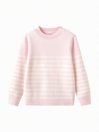 Balabala 青少年女孩条纹针织毛衣 男孩和女孩秋冬装 舒适又时尚