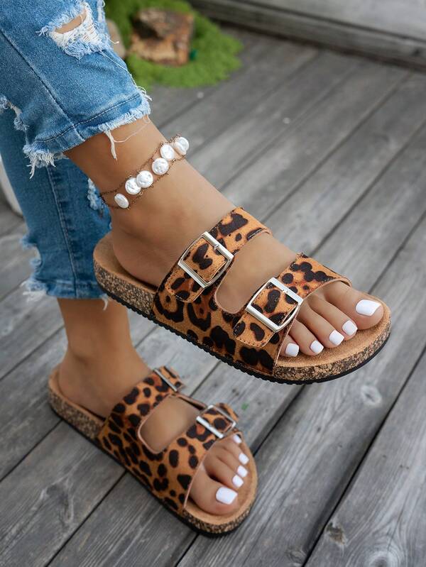 Women's Retro Open Toe Breathable Sandals, Comfortable Non-Slip Durable Slides, Women's Summer Birkenstocks, Adjustable Double Buckle