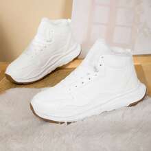 2025 Nowe, podstawowe, jednokolorowe, sznurowane, pluszowe kapcie na co dzień, zimowe