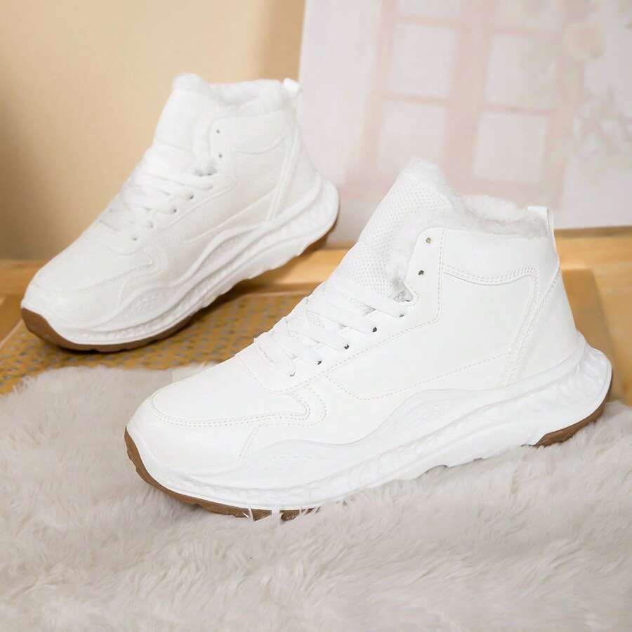2025 Nowe, podstawowe, jednokolorowe, sznurowane, pluszowe kapcie na co dzień, zimowe
