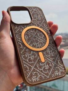 Magnetic Case Compatible With Wireless Charging With Glossy Design - Shockproof Protection For Phones - 棕色 - 查看 2