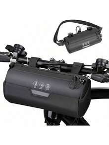 AUTOWT Bolsa para Manillar, 2.2 L Accesorios para Bicicletas Bolsas para Bicicletas Reflectante Cuadro de Bicicleta con Correa para el Hombro Correasíbles Cremallera Impermeable para Ciclismo - Negro-2L - Ver 9