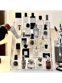 Caja de almacenamiento de perfumes de acrílico multicapa de 27 pulgadas de altura - Organizador transparente de maquillaje y cuidado de la piel de varios niveles, estante de exhibición compacto para el tocador, adecuado para el tocador, sin necesidad de energía, capacidad de 3.2 pies cúbicos, estantería de almacenamiento de perfumes, diseño de moda, estructura duradera, gabinete de tocador, tocador moderno, diseño ligero, construcción resistente, bandeja de tocador, almacenamiento en el hogar, entusiastas de la belleza - Multicolor - Ver 8
