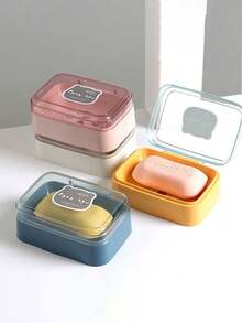 Creative Flip-Cover Transparent Plastic Soap Dish, Minimalist Design For Home, Dorm, Bathroom, Balcony | Bathroom Decor & Autumn Decorations Bathroom Accessories Bathroom Tools - Multicolor - View 2