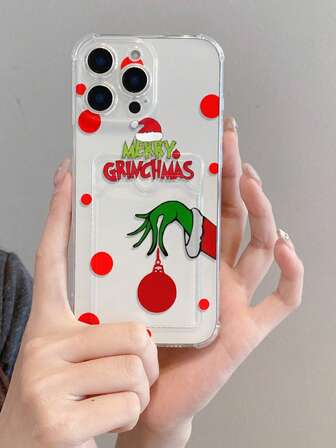 1 pièce Étui de téléphone transparent antichoc en TPU avec motif créatif à pois, lettres, chapeau de Noël, monstre. Convient comme cadeau de fête pour Apple XS/XS Max/XR/11 12 13 14 15 16 Pro/Pro Max/14 15 16 Plus/17/17 Pro