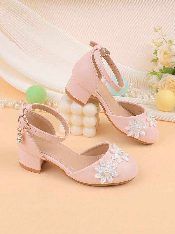 Blumenmädchen Schuhe für Hochzeit, Party, Feiertage, geeignet für Kleinkind, kleine und große Mädchen, klassisch bequeme vielseitige Ballerinas, eleganter Kunstperlen Blumen Dekor, passend zu Kleidern, Kostümen, Tanz, Prinzessinnen-Stil