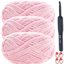 Bộ 3 sợi len ấm 150g, bao gồm dụng cụ đan và bút đánh dấu màu, len dày vừa tự làm thủ công, cuộn len Ice 50g/50m, dùng để đan khăn quàng cổ, giày dép, khăn choàng, áo len, búp bê, v.v. (Bút đánh dấu màu ngẫu nhiên) - Nhiều màu - Xem 14