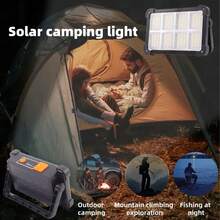 1/2pcs Outdoor Solar Powered Lighting Lamp, Portable LED Handheld Lamp With 144 LEDs, 8 Modes, Sturdy ABS Waterproof Housing, Suitable For Outdoor, Home, Travel, Camping, Fishing And Emergency Lighting, 3*1200mAh Rechargeable Battery For Long-Lasting Illumination, Supports Solar Charging, Type-C And USB Power Bank Charging, Compact Design, High-Quality Solar Power Bank, Essential For Hikers