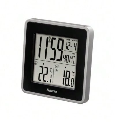  Hama EWS Intro Zwart, Zilver - Weerstation (Zwart, Zilver, Binnenthermometer, Buitenthermometer, Thermometer, 0 - 50 °C, 32 - 122 °F, -20 - 60 °C)