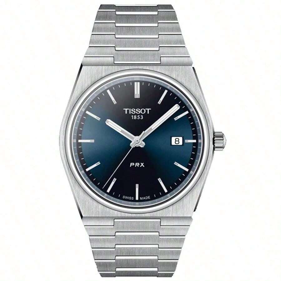 Tissot PRX T137.410.33.021.00 Mode elegante Edelstahl Quarz Uhr für Herren, goldenes rundes Zifferblatt mit Datumsanzeige, Herren Accessoire geeignet für tägliches Geschäft, Dating, Kleidung, Dekoration, ideales Geburtstagsgeschenk, Urlaubsgeschenk für Ehemann, Partner