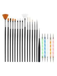 20pcs Nail Art Pen Set, Nail Art Tool Kit, Dotting Pen, Dust Brush, Long Nail Art Pen, Nail Art Drawing Pen, Nail Art Pen Tool Kit, Double-Ended Nail Tool, Lining Pen, Silicone Dotting Pen Tool Set, Home Nail Salon DIY Nail Art Kit - Multicolor - View 7