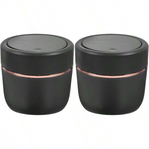 2pcs Mini Countertop Trash Can With Press Type Lid Tiny Desktop Waste Garbage Bin For Home Office Kitchen Vanity Table Top Bedroom Bathroom