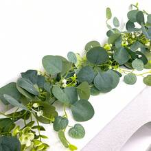 Guirlande de Noël avec cannes, imitation de feuilles d'argent, baies rouges et tiges de verdure au style naturel. Avec baies rouges et feuilles d'eucalyptus pour la décoration de la cheminée, de la table, du centre de table et à suspendre pour la décoration de la maison pendant les fêtes. - Multicolore - Voir 11