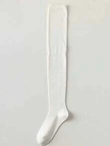 1/5 pares de calcetines altos hasta la rodilla de unicolor y holgados, versátiles para otoño/invierno, calcetines cálidos - Multicolor - Ver 16