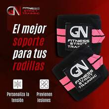 GN FITNESS Vendas Para Rodillas Gym, Wraps Para Rodilla Gym, Rodillera para Gym, Equipo de entrenamiento de pesas, Evita lesiones en tus articulaciones, Unise (Negro) - rosa - Ver 10