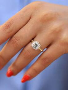 1pc 1.0 Carat Moissanite Diamond Snowflake Design 925 Sterling Silver Wedding Ring, Suitable As Engagement Gift, Wife Gift, Girlfriend Gift, Birthday Gift, Anniversary Gift, Bridal Jewelry - Silver - View 3