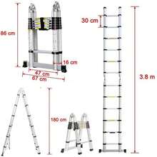 LMstarz Scala Pieghevole Telescopica Da 5 Meters (2.5 M + 2.5 M) And Da 3.8 M/2.6 M, Scale Pieghevole In A Format, Scale Pieghevole In Acciaio Inossidabile, Telescopica, Portable, With Portata Di 150 Kg, Resistant To Weight And All'umidità, Scale Multifunctional Antiscivolo, Ideal For Lavori Di Manutenzione Domestica All'aperto. - 銀色 - 查看 13