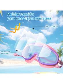 Gafas de Natación Juveniles, Antivaho 400, Lentes Grandes Ajustables para Niños y Adolescentes, Silicona Suave Impermeable, Para uso en interiores y exteriores - Azul - Ver 6