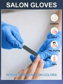 50/100pcs Disposable Nitrile Gloves, Blue Color, Oil & Water Resistant, For Kitchen Cleaning, Painting, Art, DIY Protection