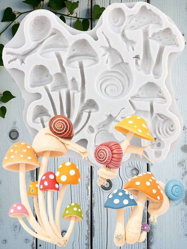 Molde de silicona con forma de seta, caracol y hongos para decoración de pasteles, cupcakes, caramelos, chocolate, arcilla polimérica y pasta de goma con temática animal