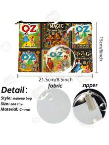 1 件复古书皮化妆包，以多萝西和西方邪恶女巫为特色 - 拉链封口化妆包，旅行洗漱包 - 女士生日/圣诞节/毕业礼物，主题派对礼物（灵感来自 L. Frank Baum） - 带有标志性人物的多用途化妆盒，非常适合旅行和存储，是送给爱书人的理想礼物 - 彩色 - 查看 2