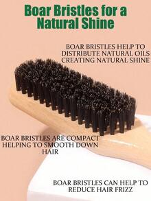 1pc Boar Bristle Hair Brush, Smooth Ponytail & Hair Bun, Eliminate Flyaways, Control Hair - Back Combing & Teasing Brush With Wide Rat Tail Comb And Sectioning Feature, Hair Styling Tool ,Hair Styling Kit ,Hair Tool Kit - Multicolor - View 4