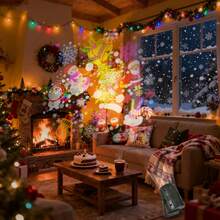 1 pieza Proyector LED de Navidad - Luz nocturna que cambia de color RGB - Con copos de nieve, sombreros de Papá Noel, renos, regalos - Decoraciones navideñas que giran automáticamente, para usar en familia, fiestas, ventanas - Decoraciones navideñas enchufar y listo, iluminación navideña, diseño interesante y decoración del hogar. - Negro - Ver 3