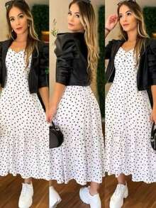 Long Crepe Dress With Cup And Buttons H-1 - Ivory White - View 1