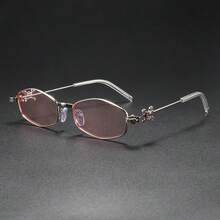 New Ins Glitter Elegant High-End Rhinestone Metal Frame Fashion Personalized Small Frame Flattering Face Shape Glasses - Multicolor - View 12