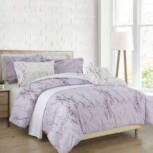 Elegant Comfort Luxurious 10pcs Marble Comforter Set Includes 6pc Sheet Set With Double Sided Storage Pockets Soft Breathable, Easy Care Quilt Comforter Sets, Full/Queen, King/California King And Twin/Twin XL Size Bed With Stylish Decor And Accessories Bed In A Bag For All Seasons, Christmas Decorations Gifts, Cozy Winter Styles, Holiday Décor - Tử đinh hương/Trắng - Xem 2