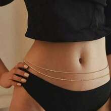 Women's Waist Chain Set Of 2 - Charming Body Accessories | Gold Adjustable Belly Chain, Beach Music Festival Party Outfit - Golden - 查看 8