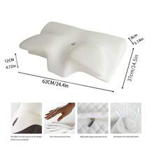 记忆海绵枕头，颈部支撑冷却枕头，可调节颈椎枕头，舒适睡眠，无味人体工学轮廓记忆海绵枕头，侧卧俯卧睡眠者专用床枕