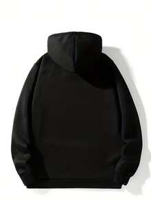 Sudadera con Capucha para Hombre Talla - Pullover Pesado para las Cuatro Estaciones, Suéter con Capucha Lavable aáquina, Adecuado para Gimnasio, Casual, Ocasiones Formales - Estilo Retro Simple, Ajuste Clásico - Ocasiones Diarias y Especiales - Construcción Duradera - Estilo Unisex - Negro - Ver 2