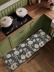 1 pezzo Tappetino da cucina in gel di silice con motivo floreale, sfondo grigio scuro con stampe di fiori bianchi e foglie, tappeto da cucina imbottito di lusso anti-fatica, adatto per cucina, bagno, ingresso, lavanderia, camera da letto, soggiorno